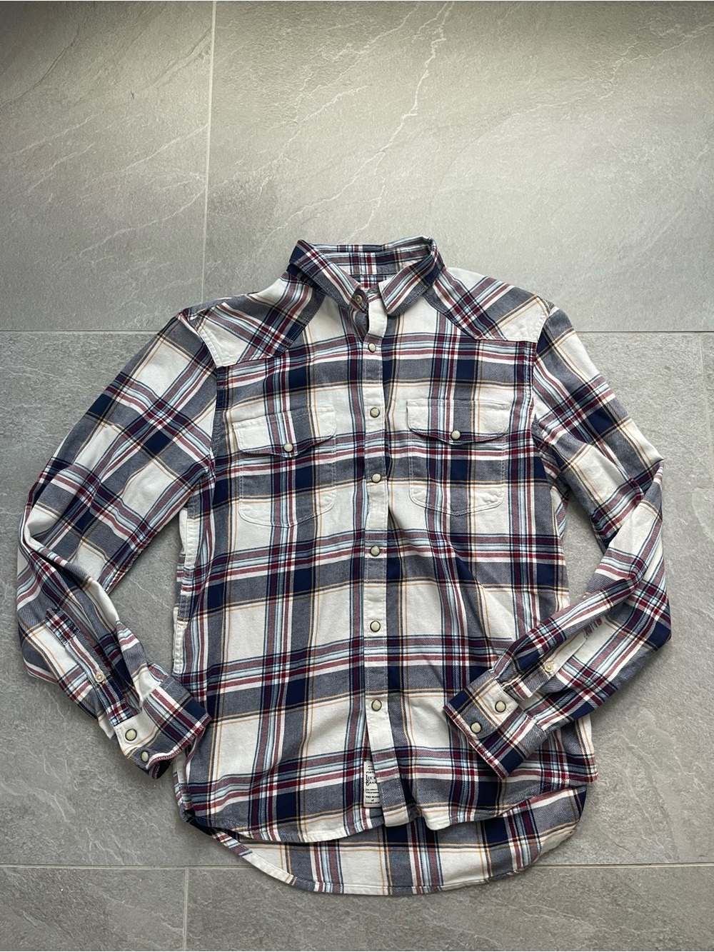 Lucky Brand Men’s Plaid Button-Down Shirt - Navy, White & Red